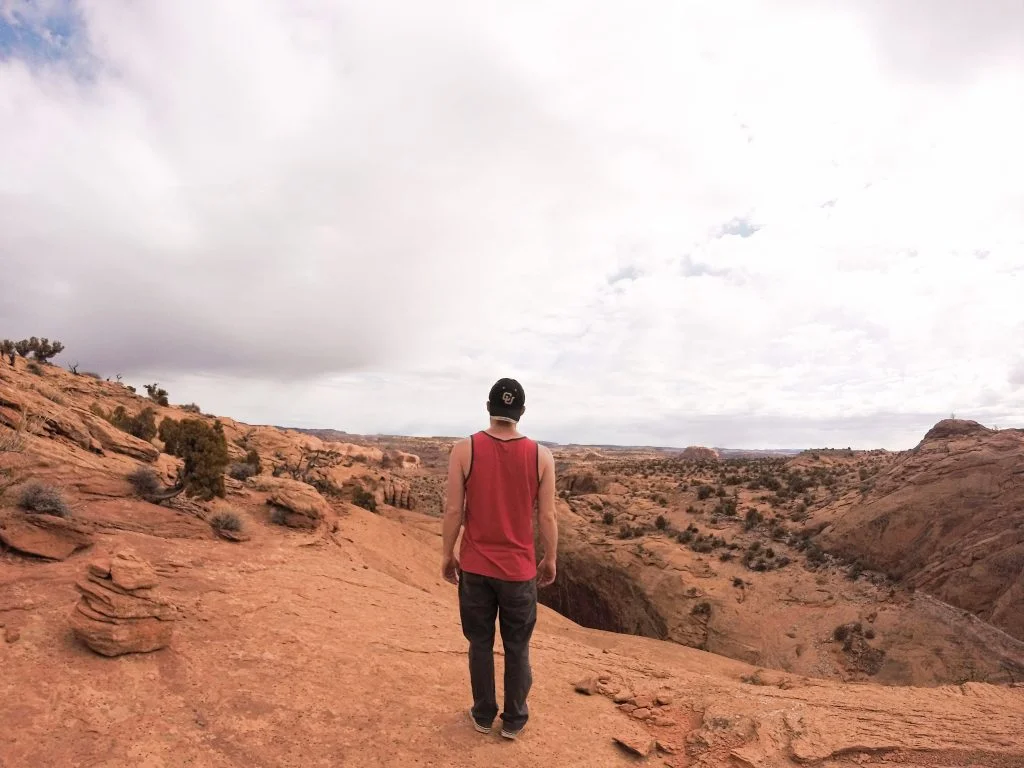 The dome in the distance marks the entrance of Neon Canyon and is a good landmark to keep you heading in the right direction.