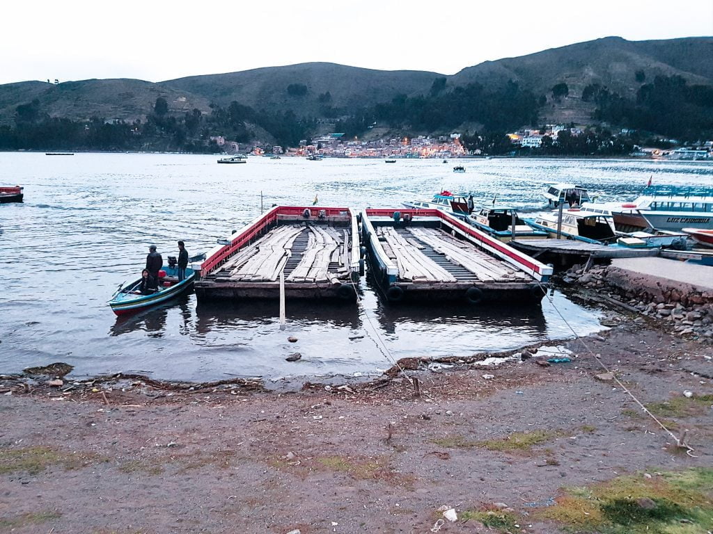 The boats and barges used to cross Lake Titicaca