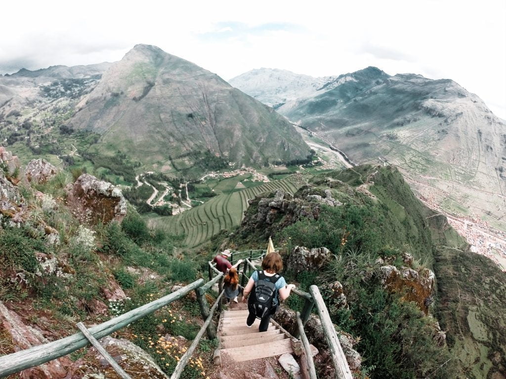 One of the many steep stairways in the Pisac ruins