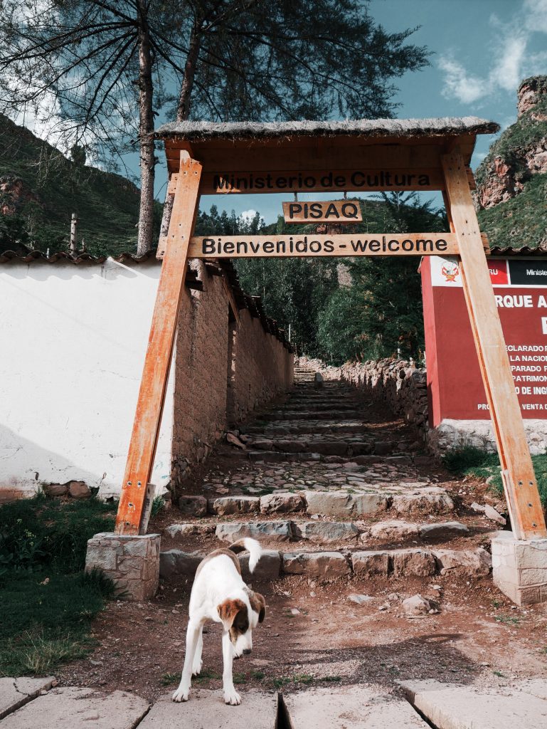 The entrance sign at the lower end of the ruins