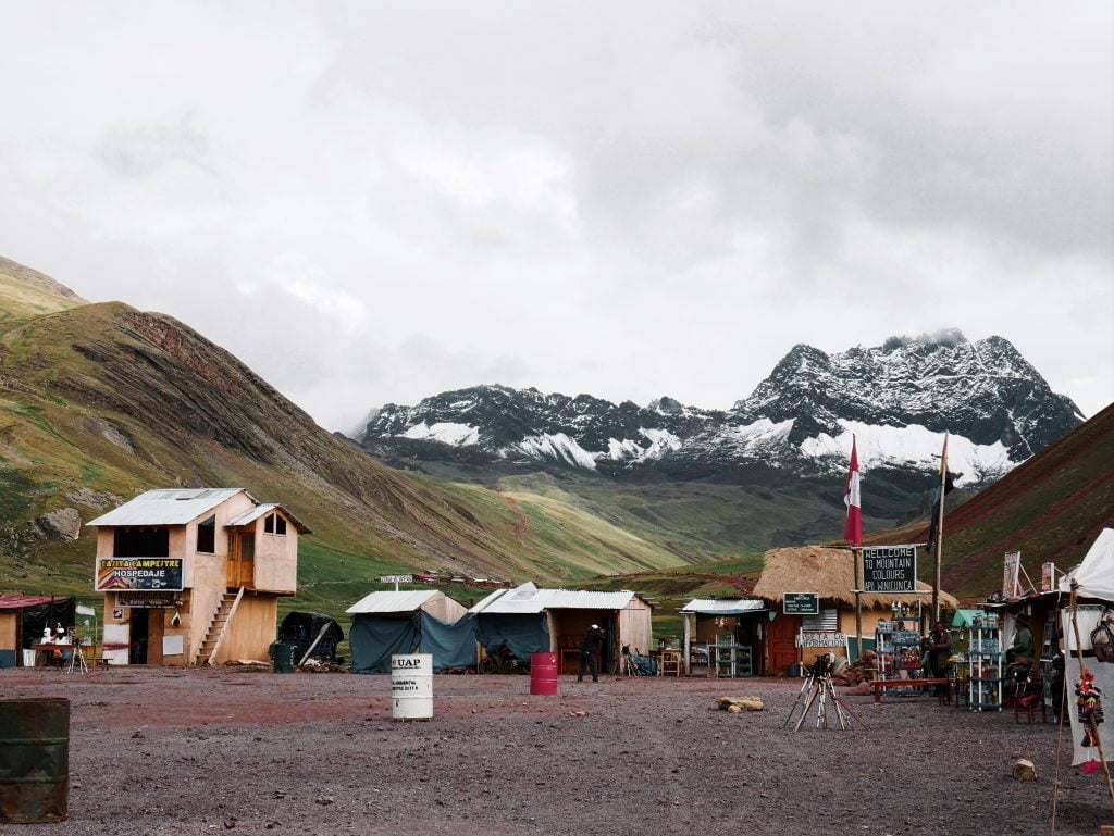 A hostel and series of shops sit in this remote location at the base of the hike