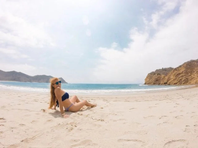 Enjoying the sun on one of the most beautiful beaches in Ecuador