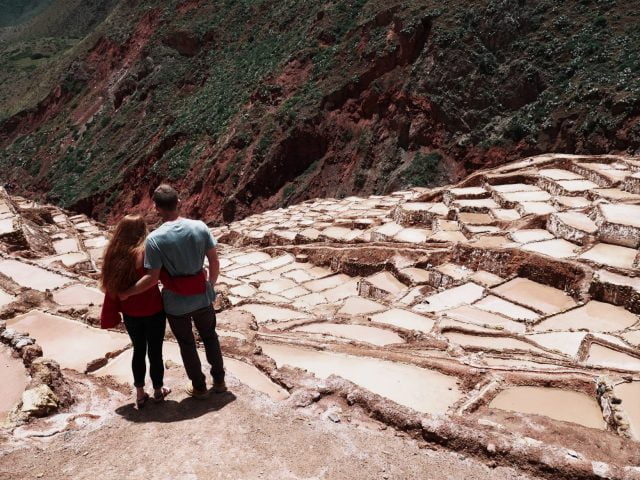 The salt mines are built into a steep hillside