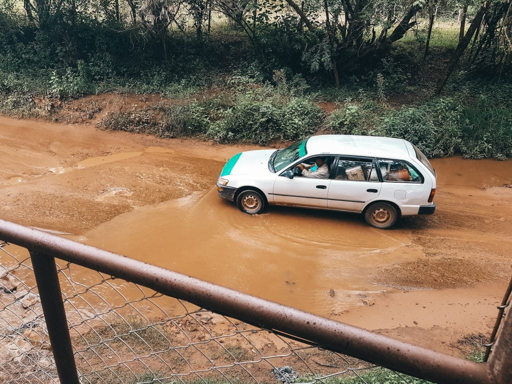 Flooded roads in Samaipata after a big storm