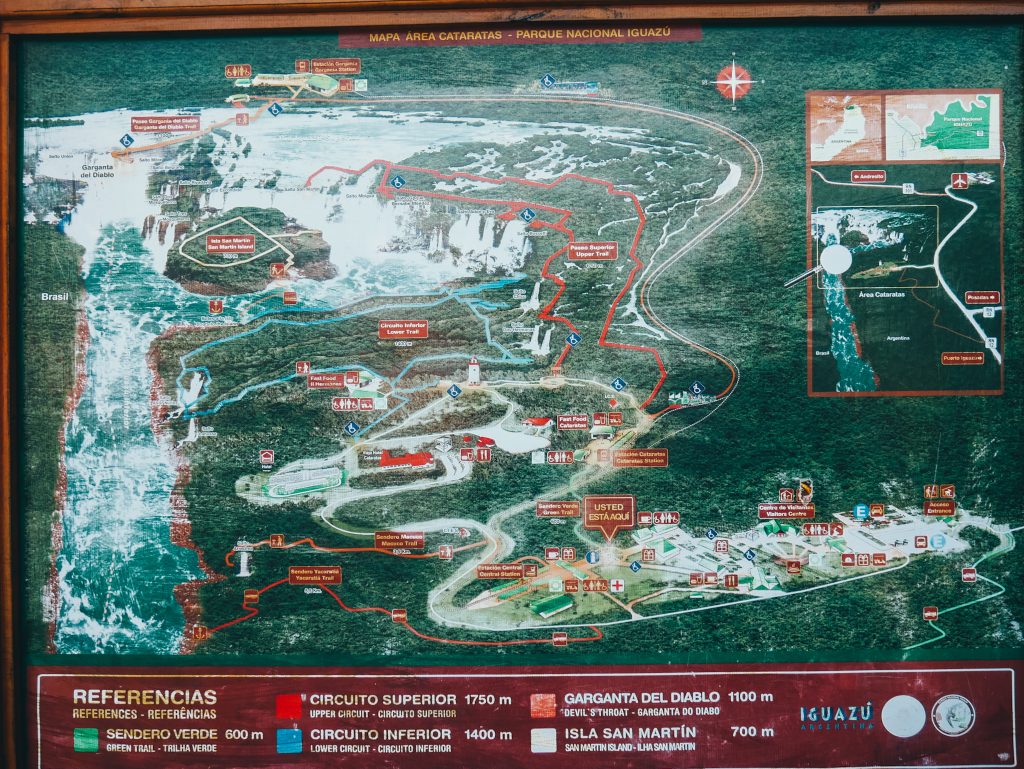 A (very faded) map of the Argentinian side of Iguazú Falls
