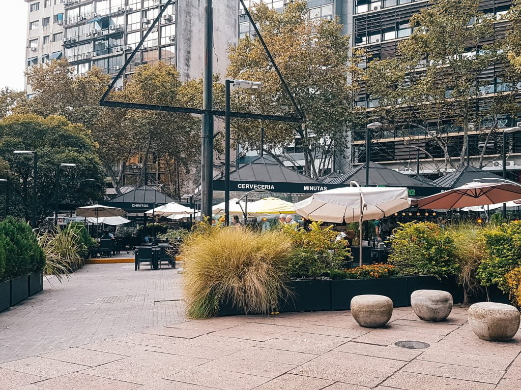 Outdoor eateries and peaceful streets around our Airbnb