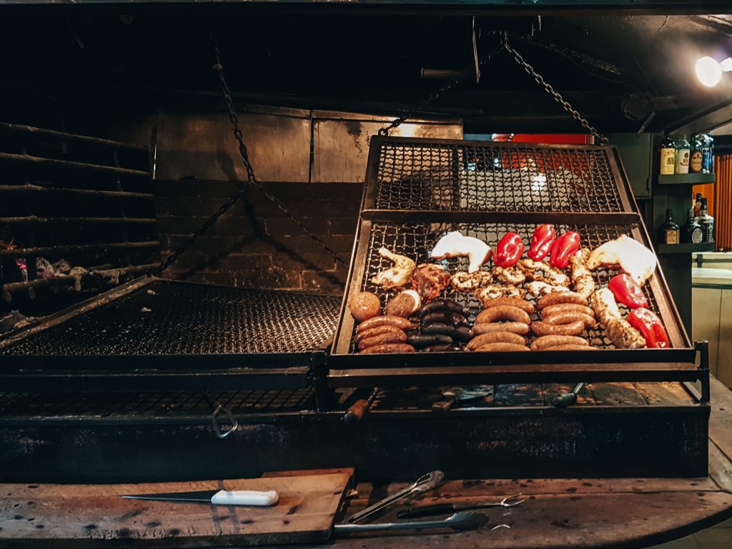 Preparation of parrilla at Mercado del Puerto