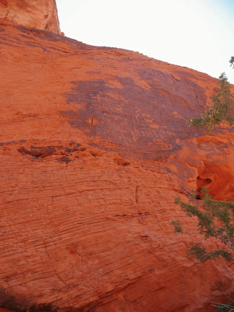 Look for the petroglyphs on these dark sections of rock in the canyon