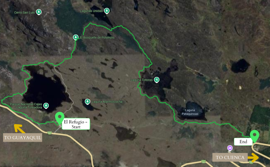 Our hiking route through Cajas National Park