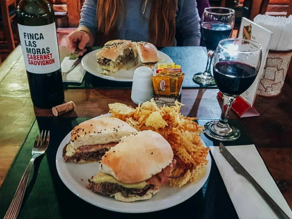 A delicious lamb burger and Argentinian wine