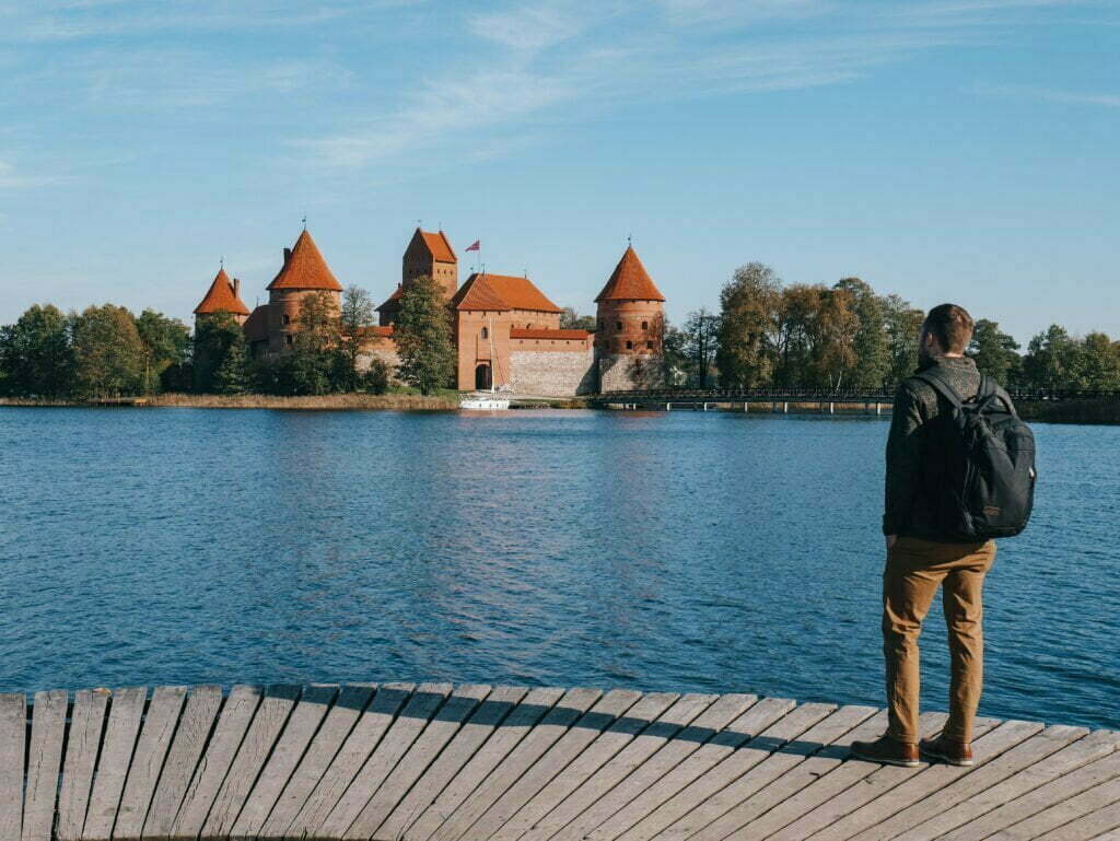 Looking across the lake at Trakai Castle