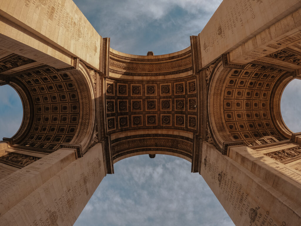 Looking up from under the arc