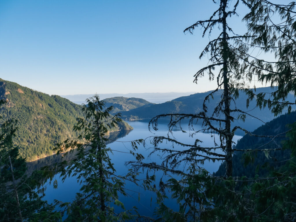 Looking over Lake Crescent from the trail up Mount Storm King