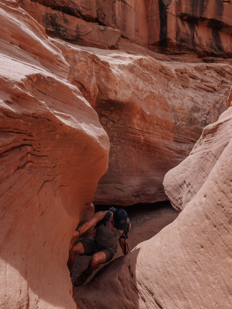 Matt climbing up one of the dryfalls