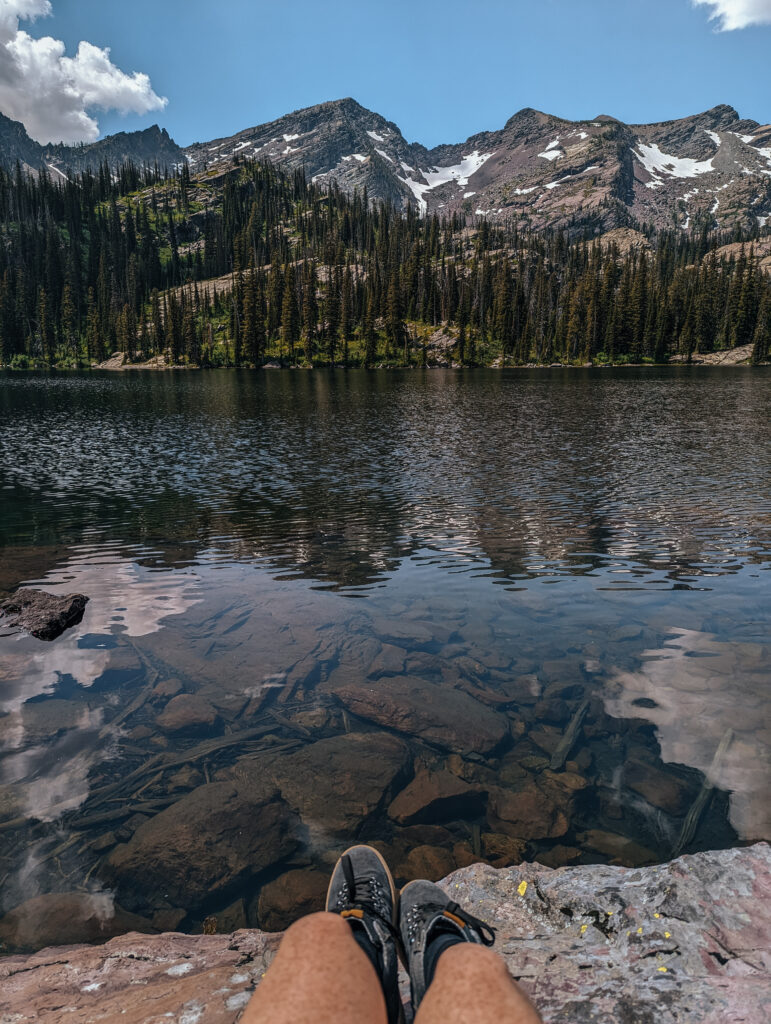 Relaxing in front of Heart Lake