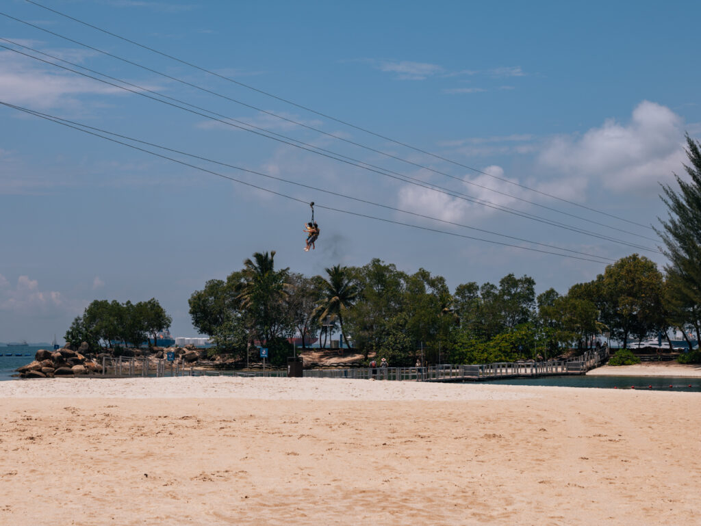 Ziplining over Siloso Beach