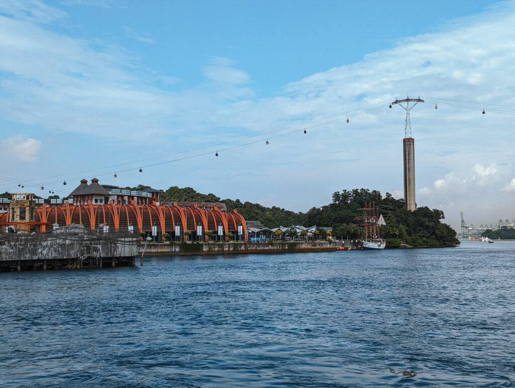 The gondola crossing over the channel to Sentosa