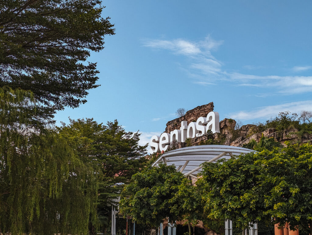 The Sentosa sign at the entrance to the island