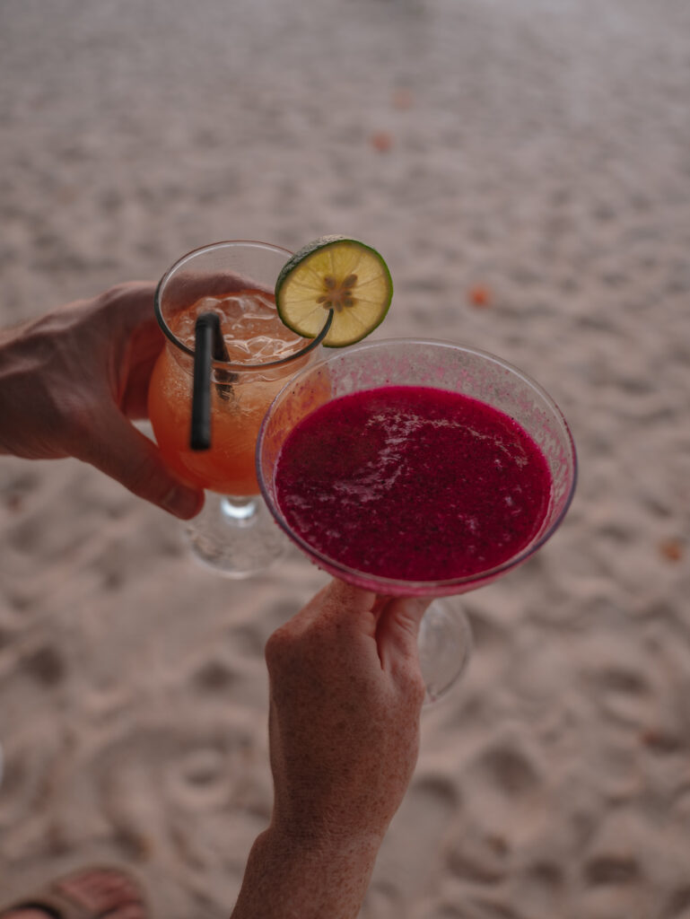 Enjoying cocktails on the beach