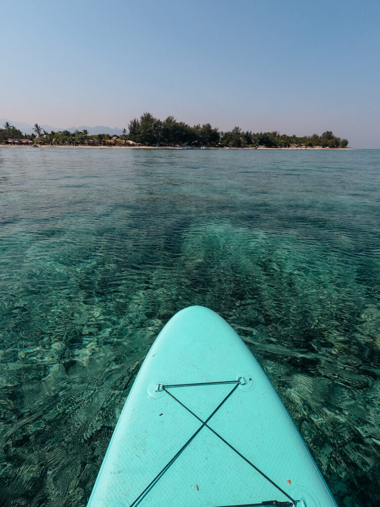 Paddle boarding between islands