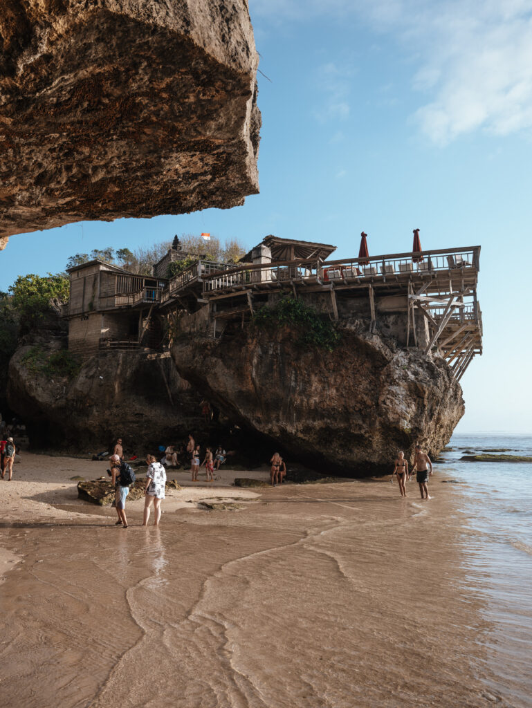 A restaurant perched above Suluban Beach