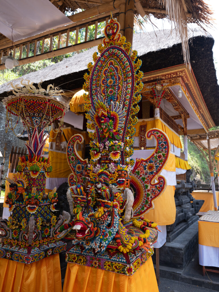 Intricate and colorful structures in the temple complex