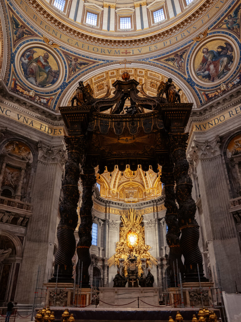 Saint Peter's tomb sits right under the wooden alter in the basilica