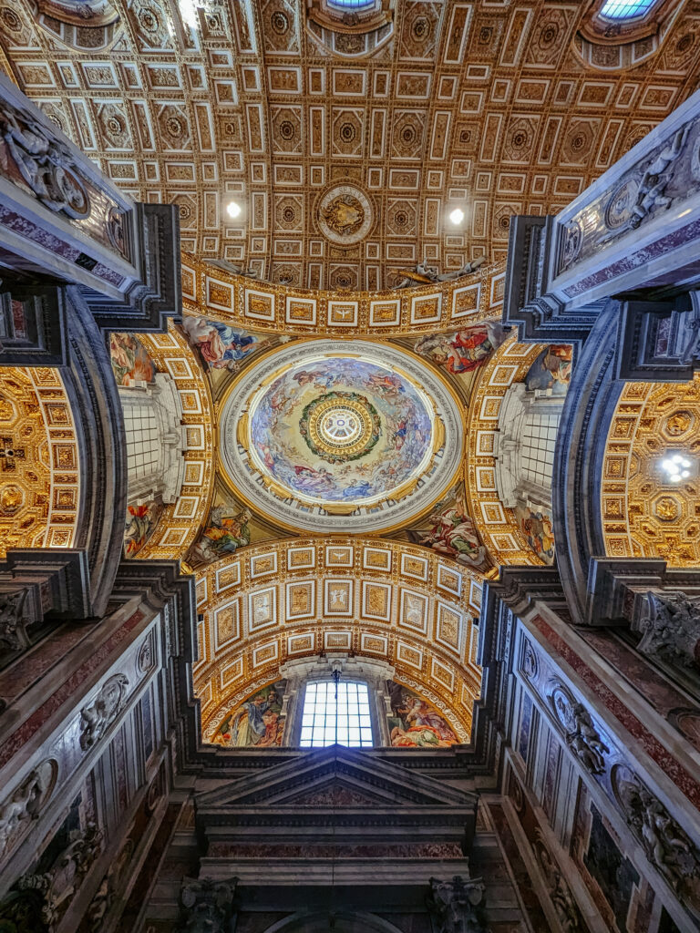 Looking up at the ceiling of St. Peter's Basilica