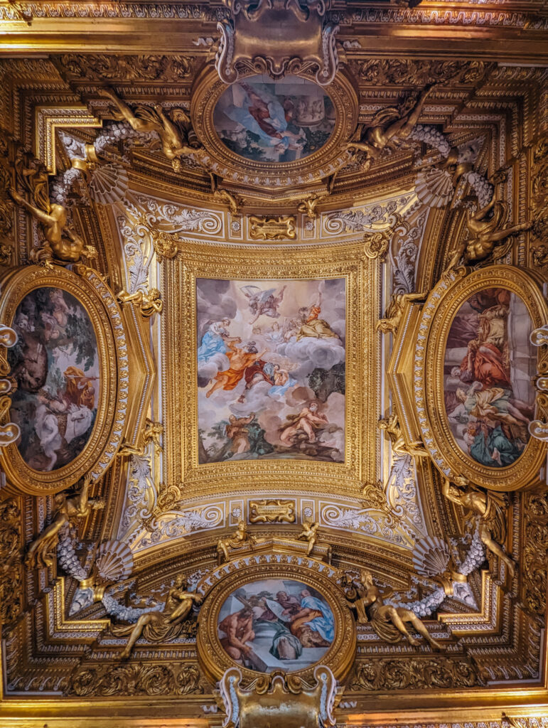 Intricate ceiling inside one of the palace rooms