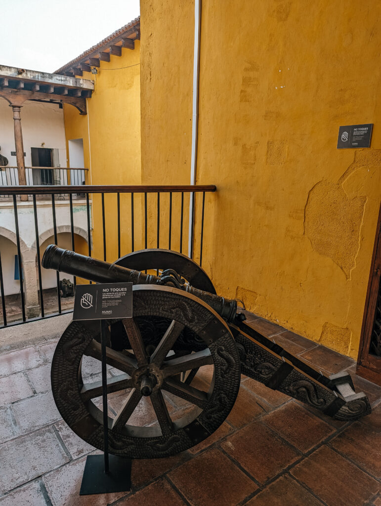 A cannon on display inside the National Museum of Guatemalan Art