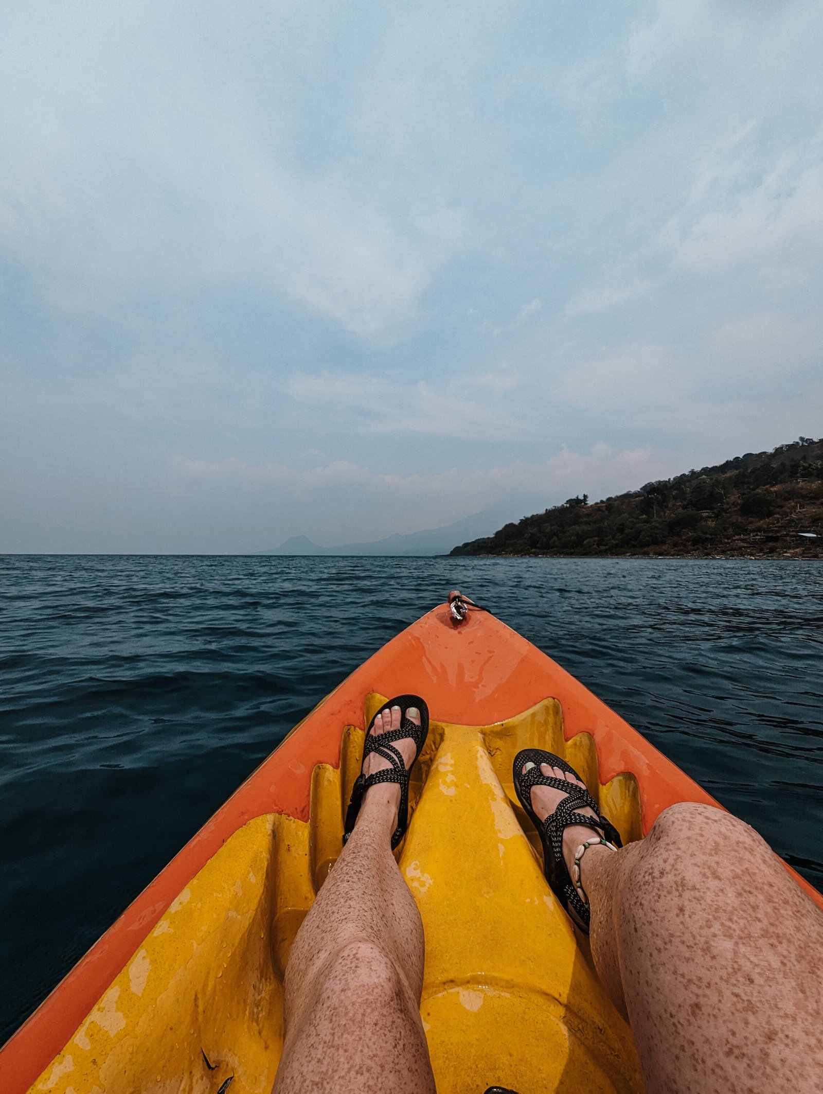 Looking out the front of the kayak