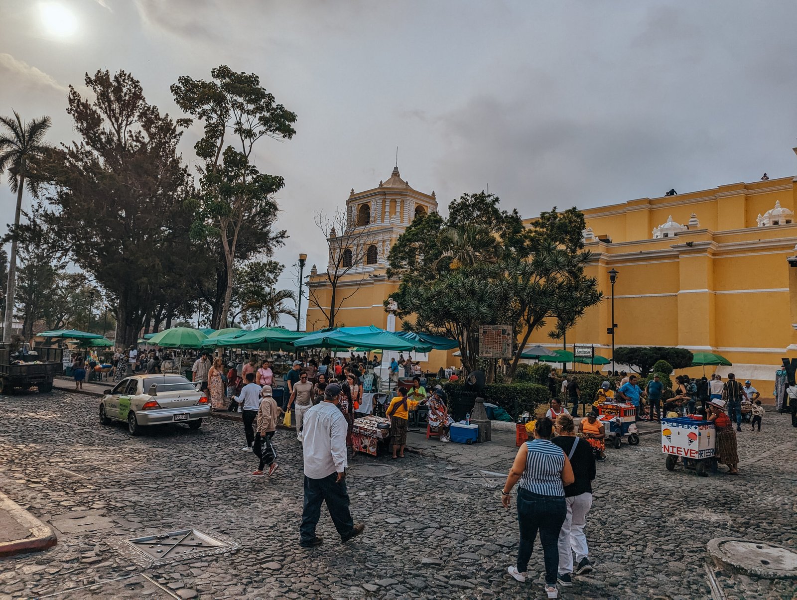 Strolling though the park and food market