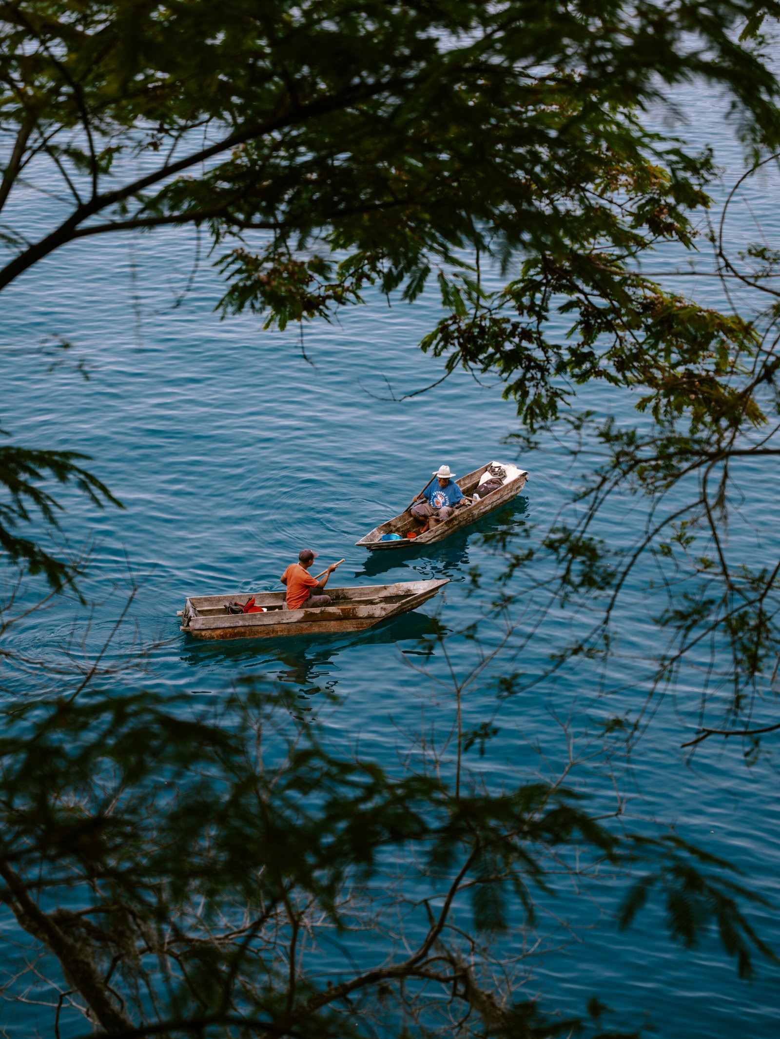 Fishermen seen from the trails in the reserve
