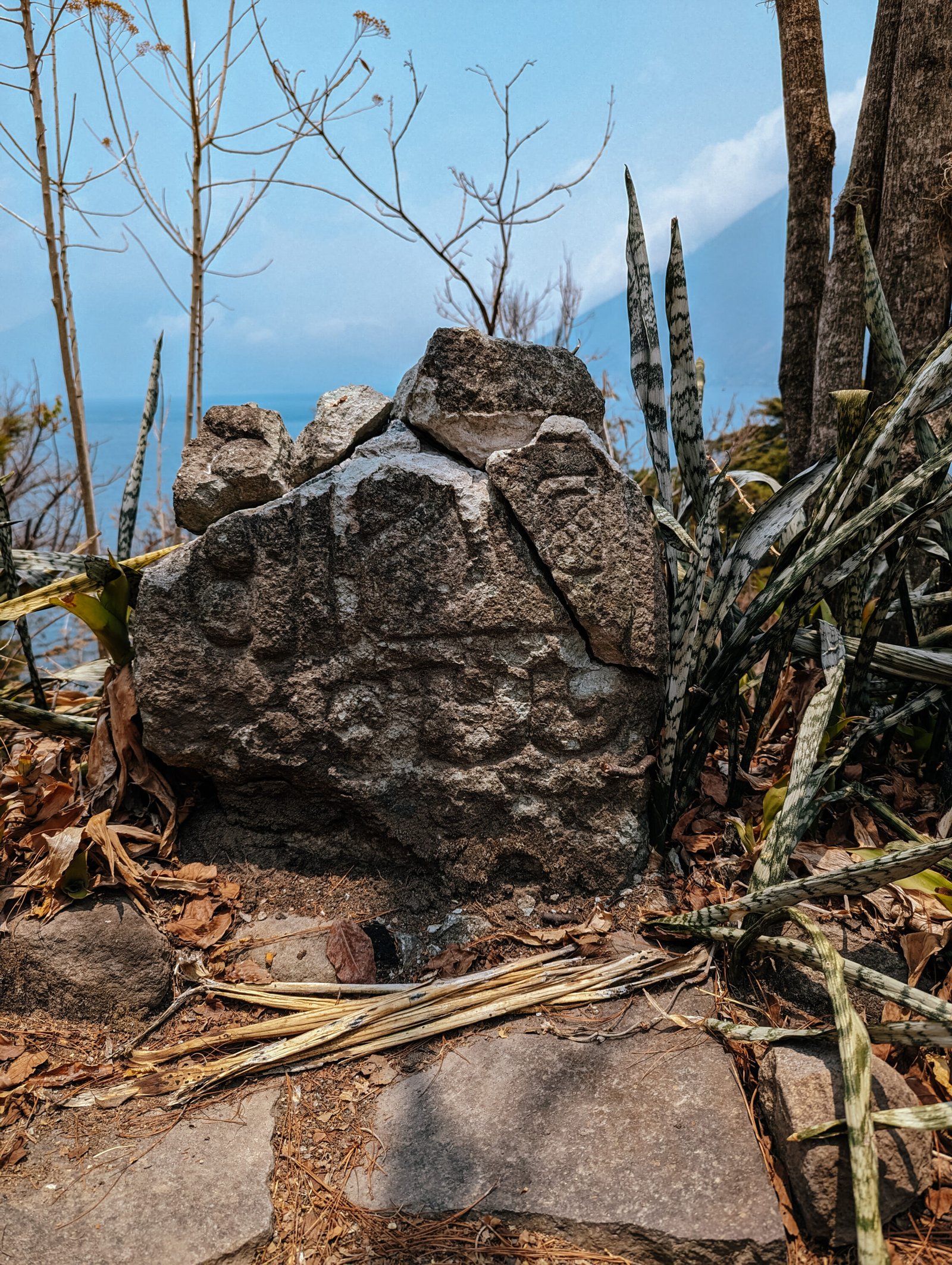 Faint carvings in the rocks from Mayan times