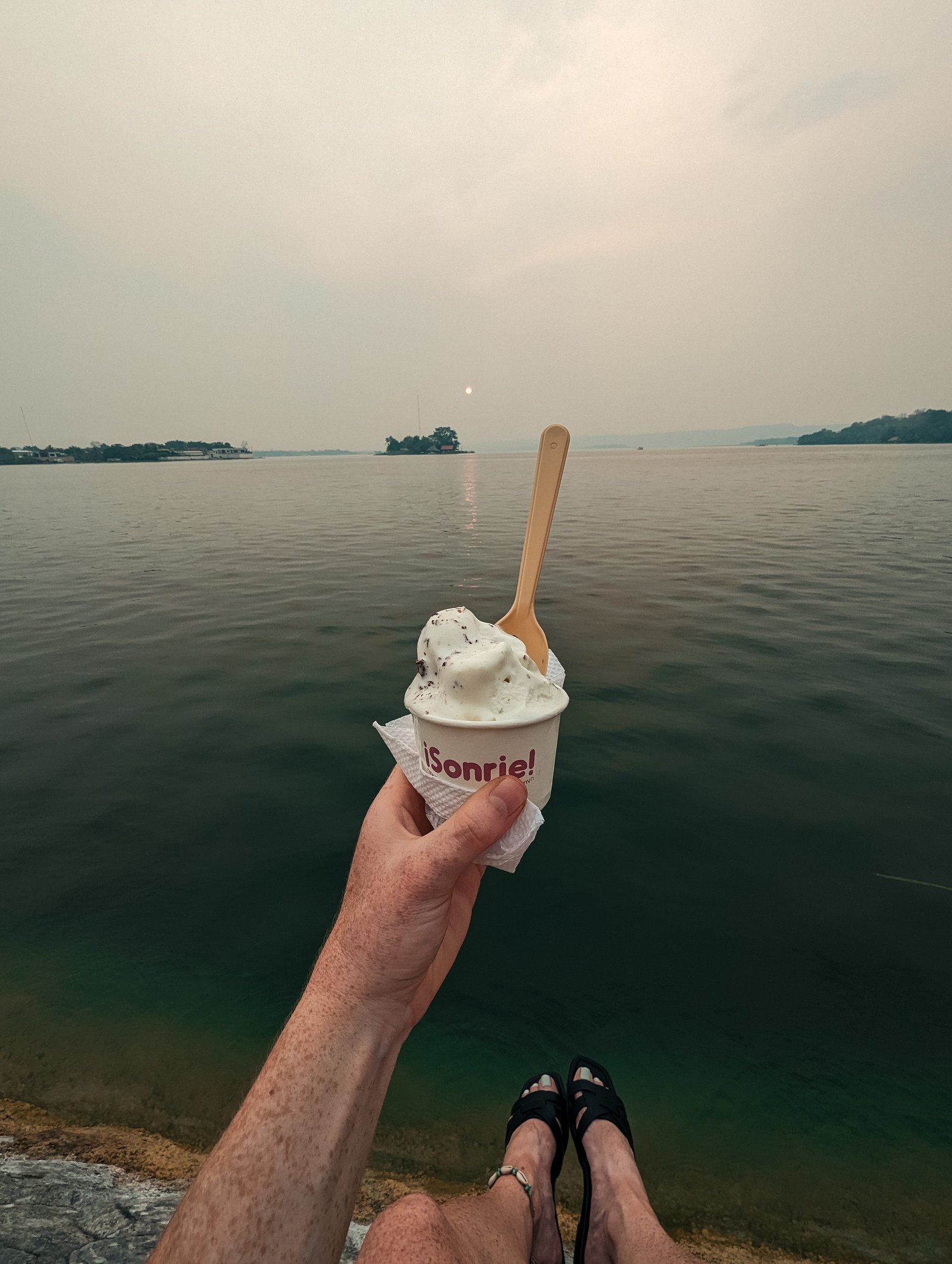 Enjoying an ice cream at sunset